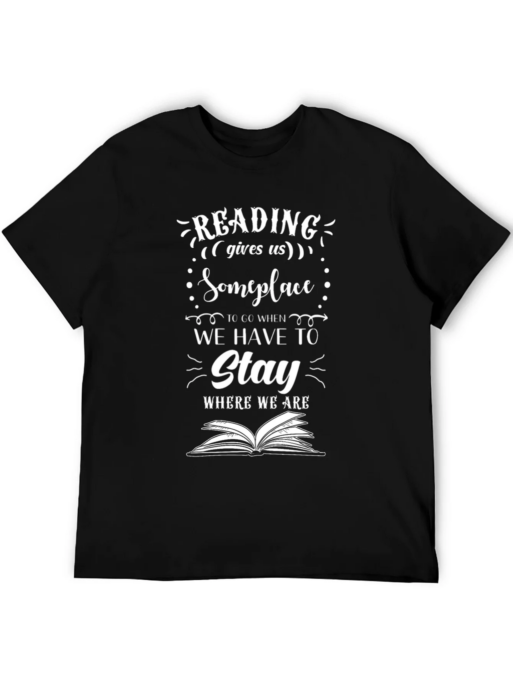Reading Gives Us Someplace Black Graphic Tee product image 5
