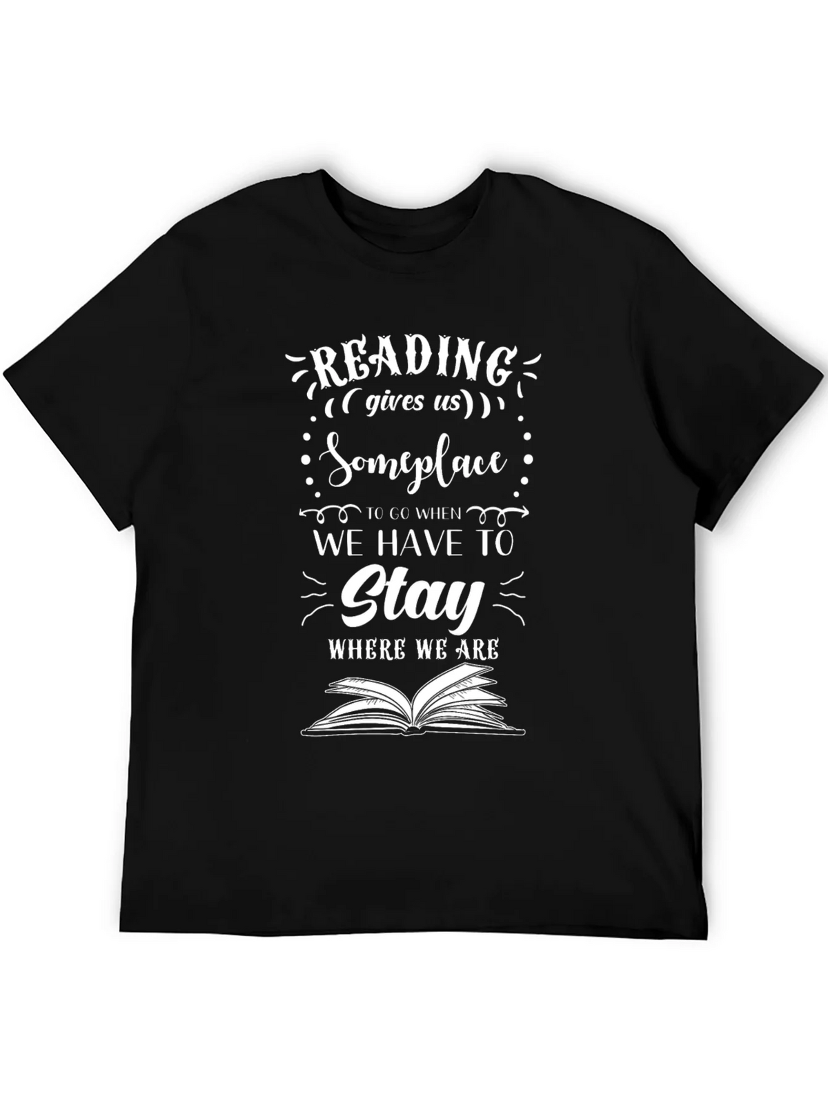 Reading Gives Us Someplace Black Graphic Tee product image 5