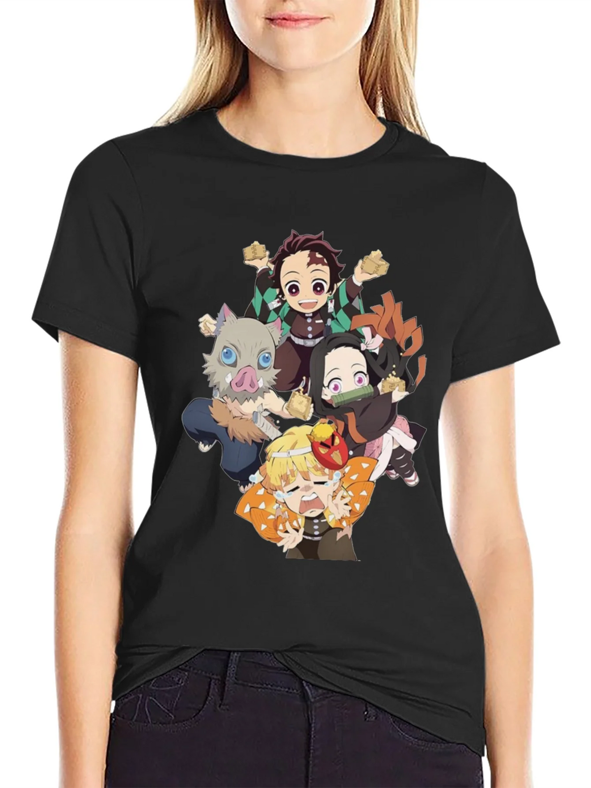 Anime Character Graphic Print Black T-Shirt product image 2