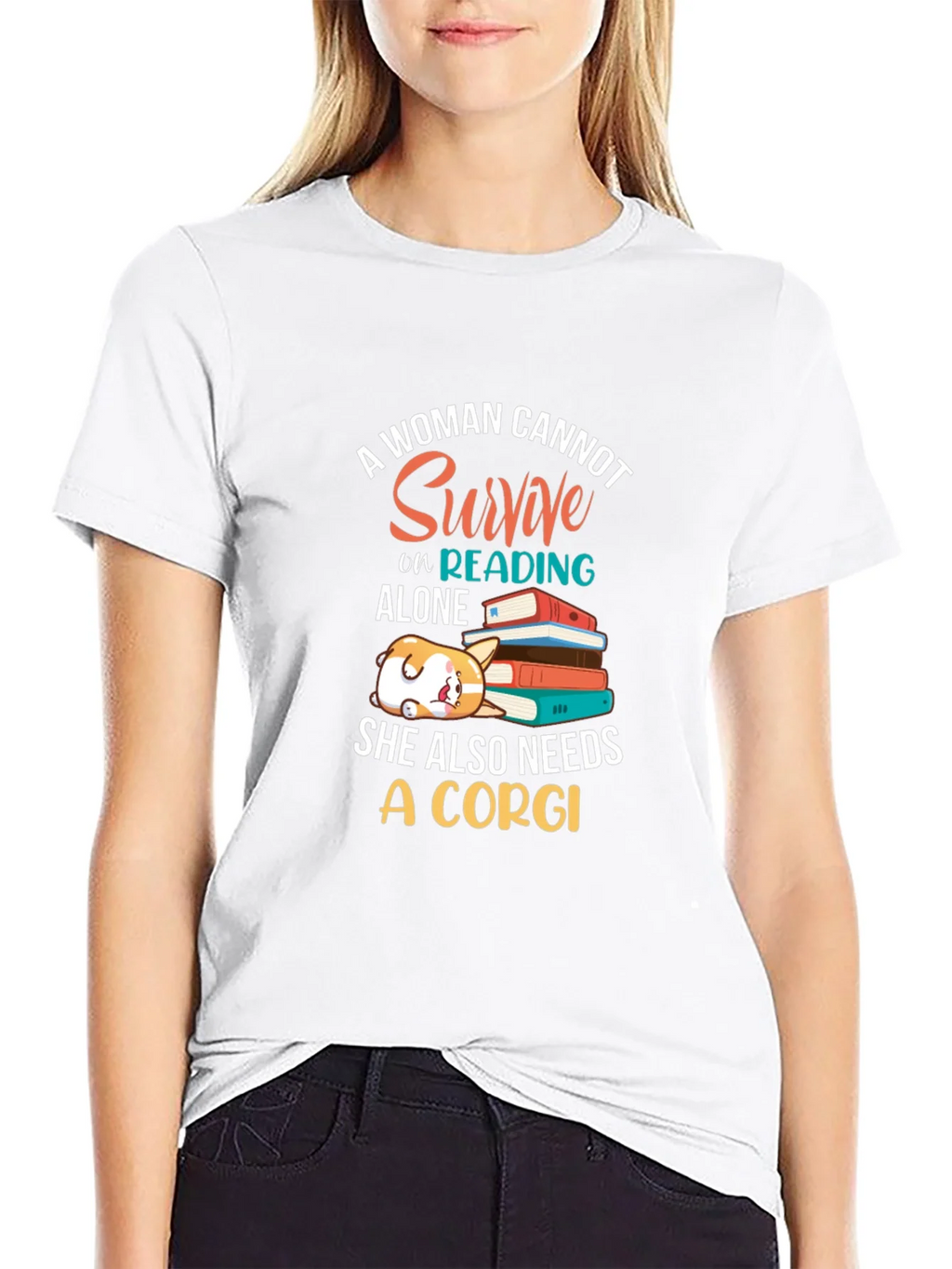 Corgi and Books Womens Graphic Tee product image 8