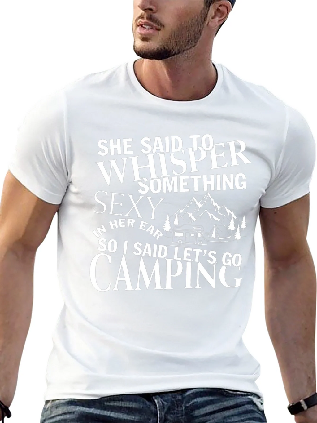 Camping Humor T-Shirt: She Said Whisper Something Sexy product image 12