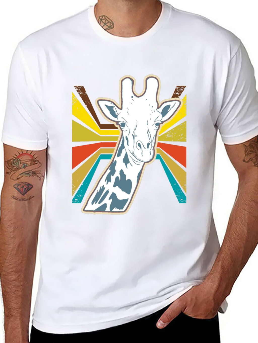 Retro Giraffe Graphic Tee - Stylish Animal Print Shirt product image 7