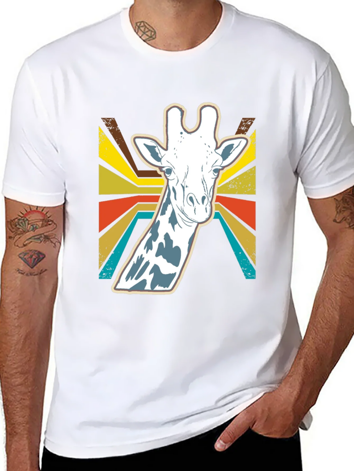 Retro Giraffe Graphic Tee - Stylish Animal Print Shirt product image 7