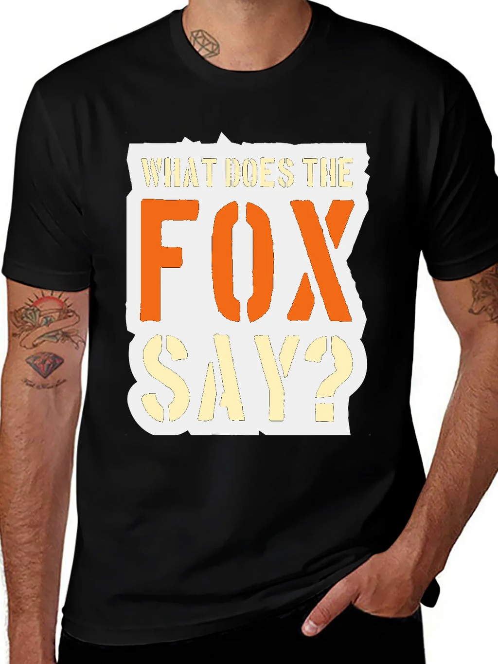 What Does the Fox Say? Black Graphic T-Shirt product image 1