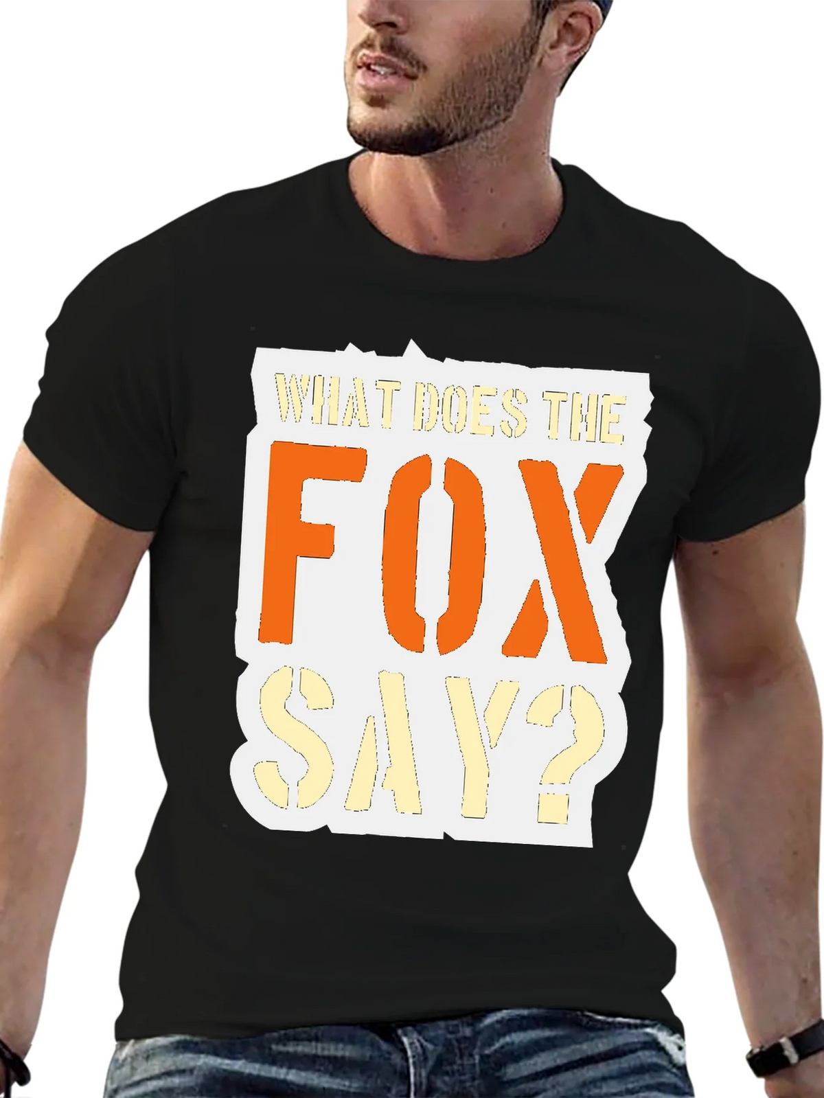 What Does the Fox Say? Black Graphic T-Shirt product image 6
