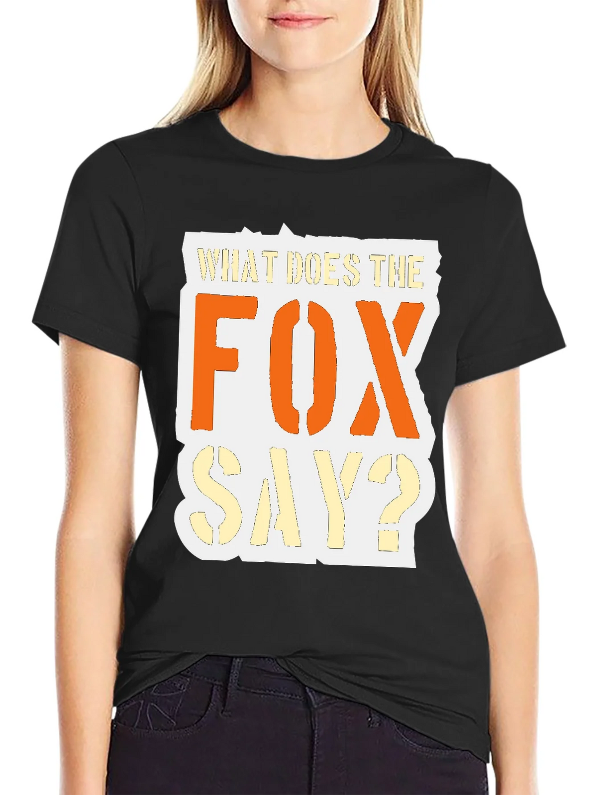 What Does the Fox Say? Black Graphic T-Shirt product image 2
