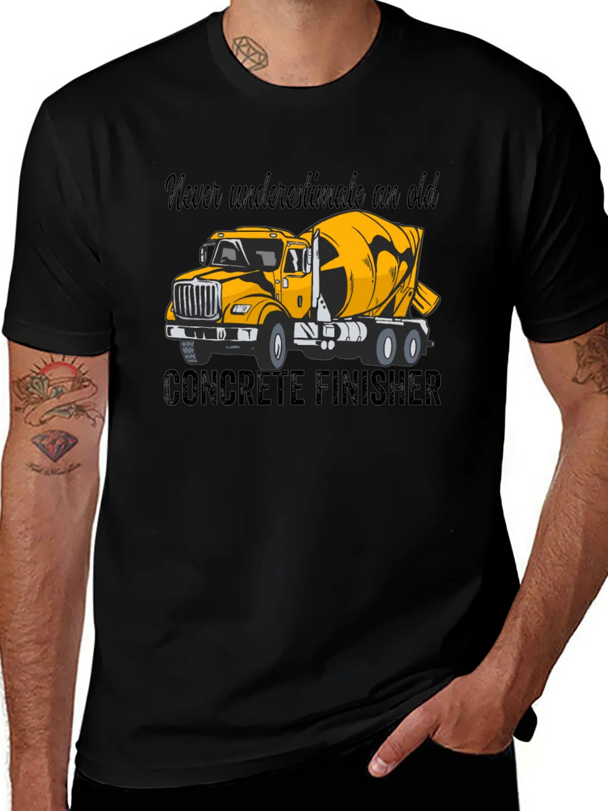 Concrete Finisher T-Shirt - Yellow Truck Graphic Tee product image 1