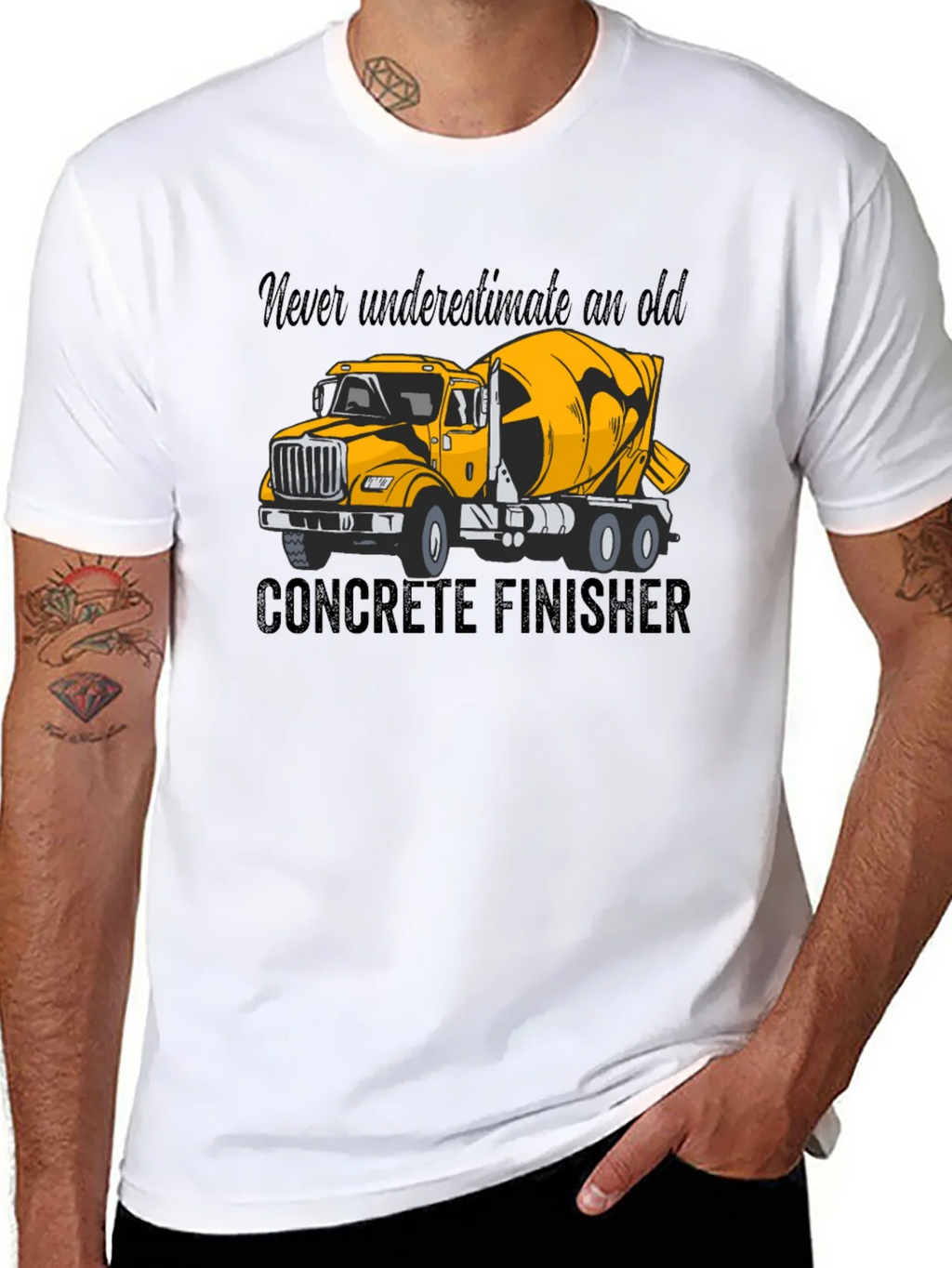 Concrete Finisher T-Shirt - Yellow Truck Graphic Tee product image 7
