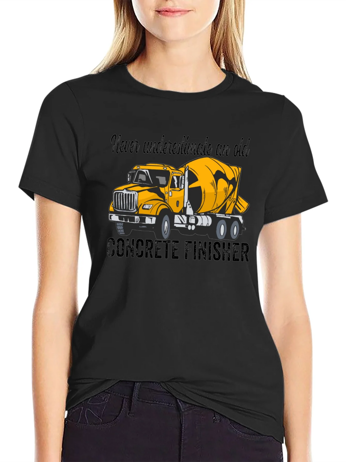 Concrete Finisher T-Shirt - Yellow Truck Graphic Tee product image 2