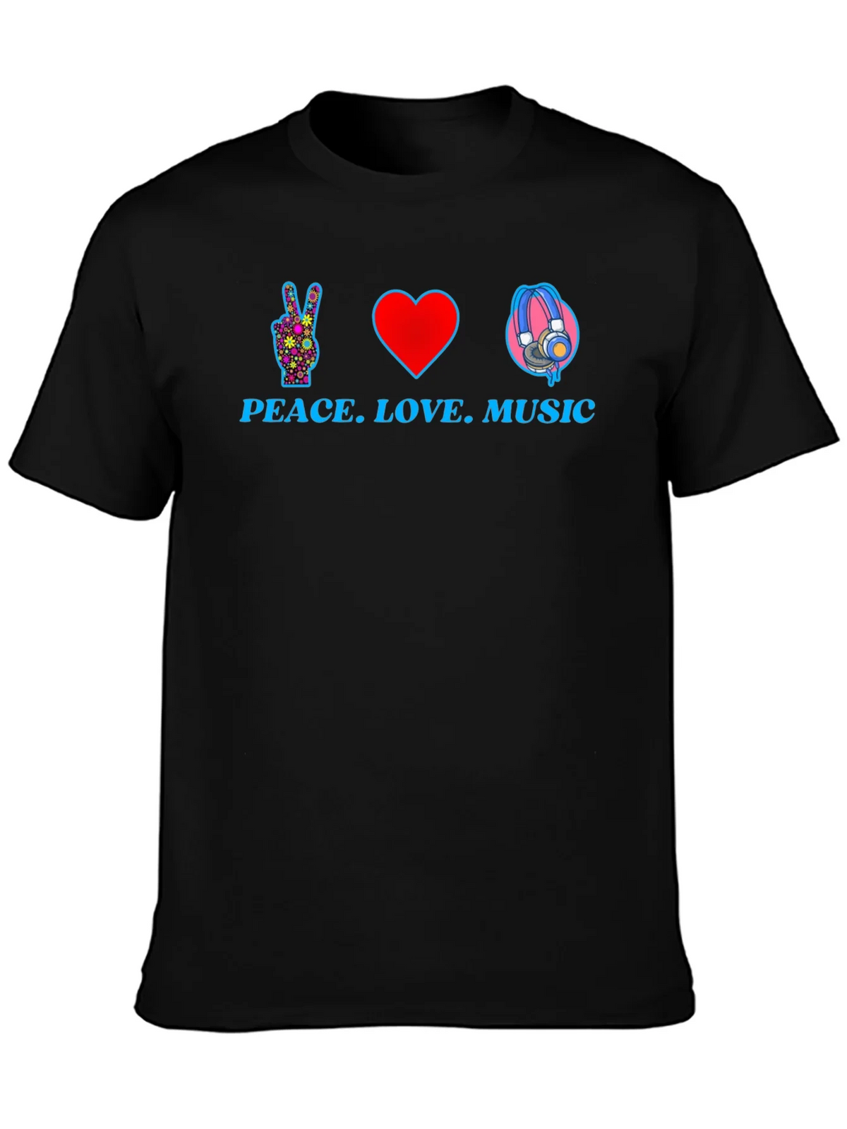 Peace Love Music Graphic T-Shirt - Black product image 3