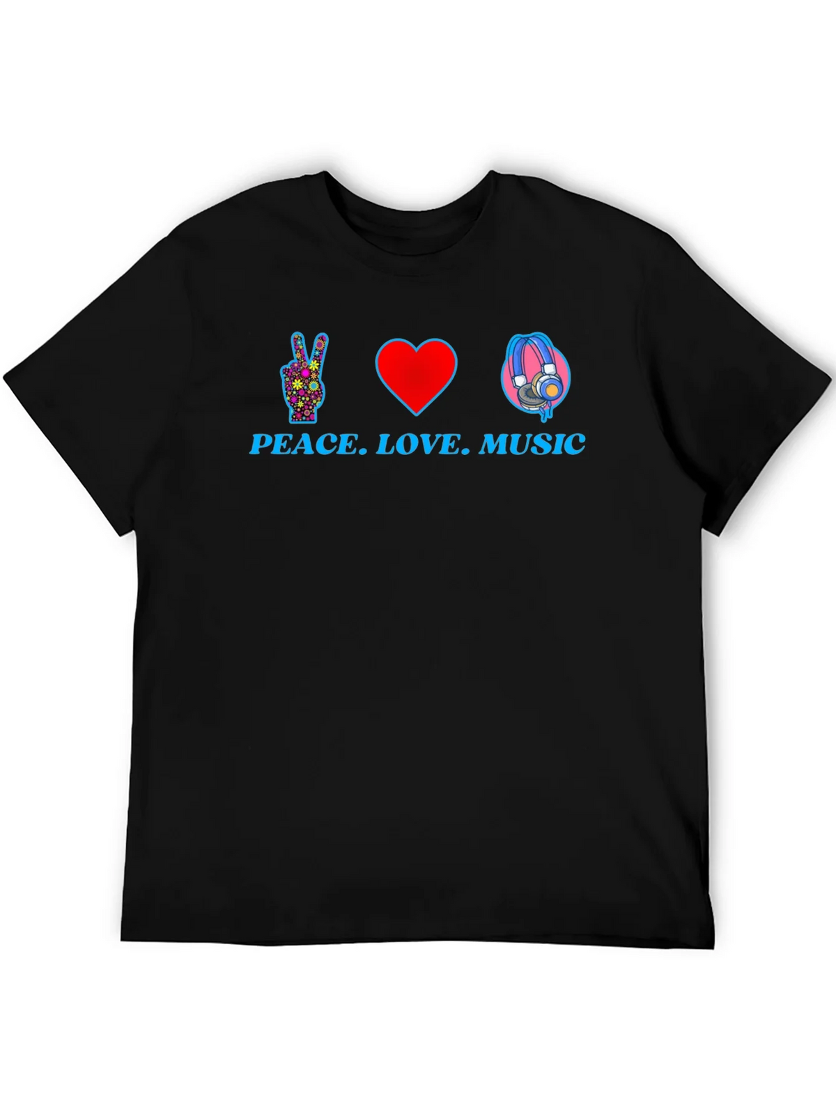 Peace Love Music Graphic T-Shirt - Black product image 5