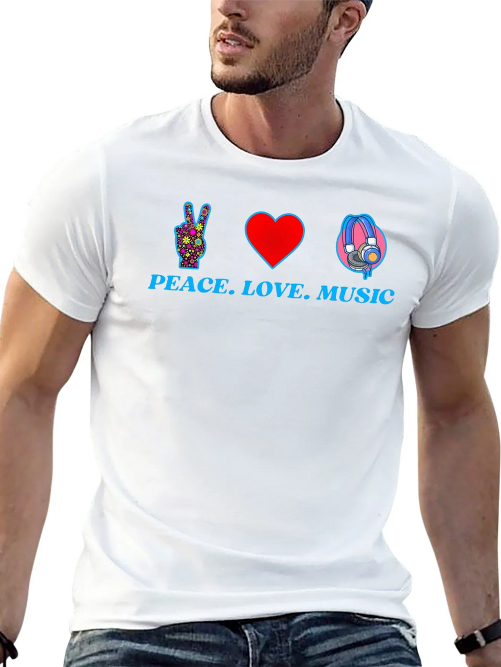 Peace Love Music Graphic T-Shirt - Black product image 12
