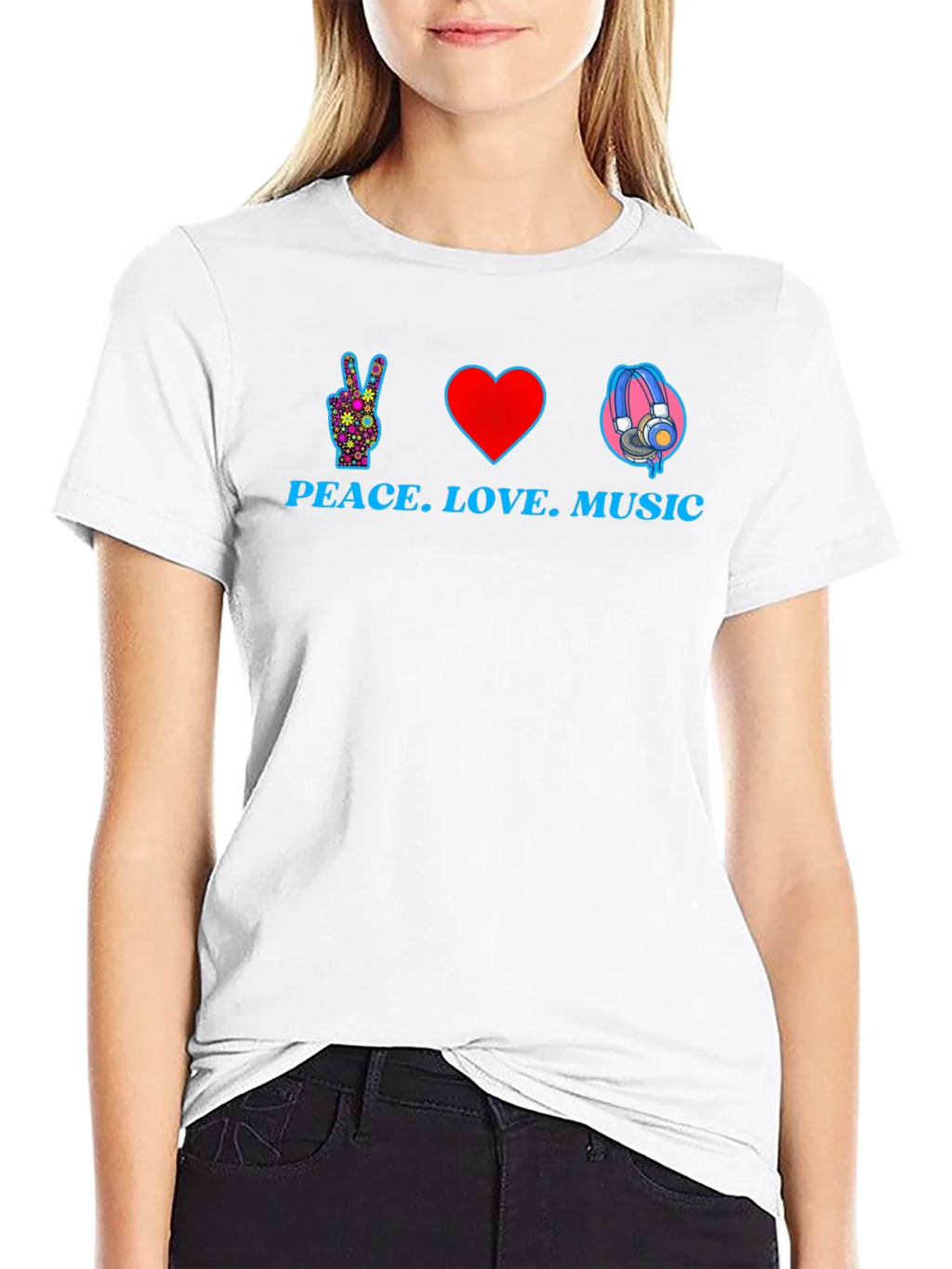 Peace Love Music Graphic T-Shirt - Black product image 8