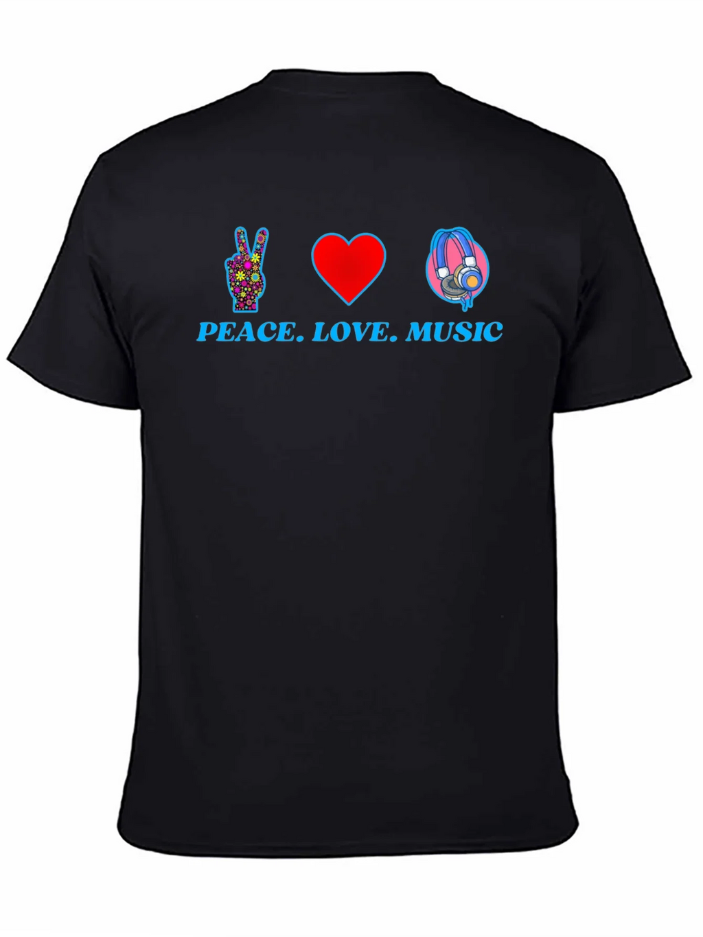 Peace Love Music Graphic T-Shirt - Black product image 4