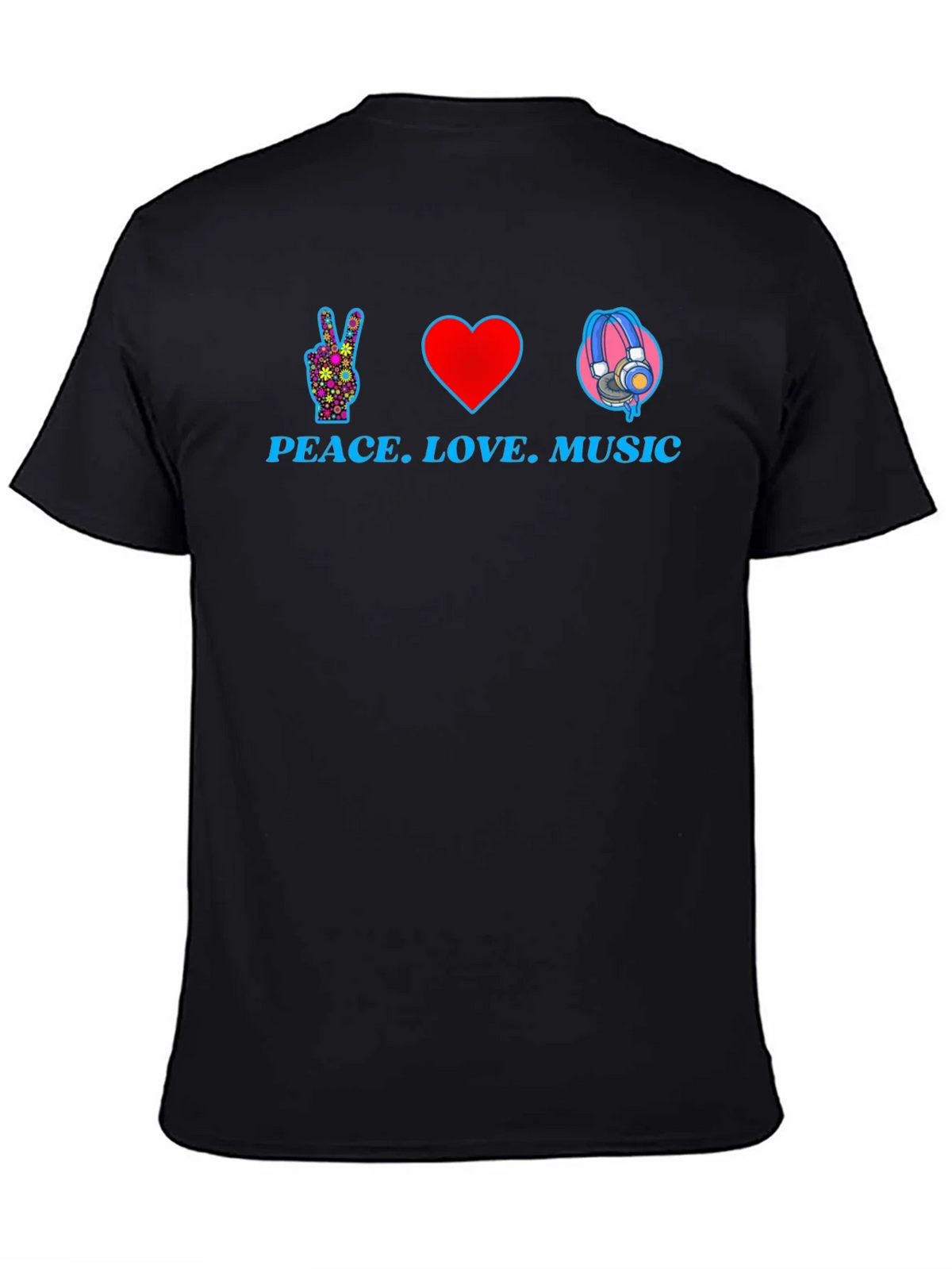 Peace Love Music Graphic T-Shirt - Black product image 4