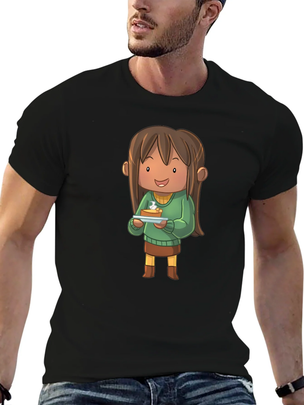 Cartoon Character Pie T-Shirt - Black product image 6