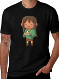 Cartoon Character Pie T-Shirt - Black product image 1