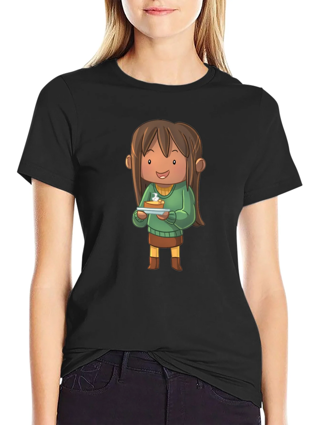 Cartoon Character Pie T-Shirt - Black product image 2