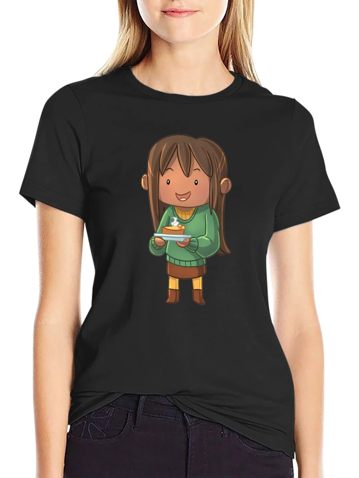 Cartoon Character Pie T-Shirt - Black product image 2