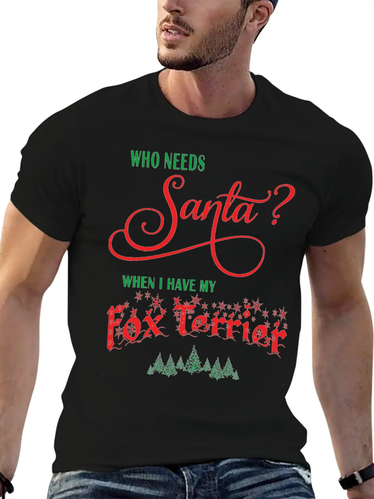 Who Needs Santa? Fox Terrier Christmas Tee product image 6