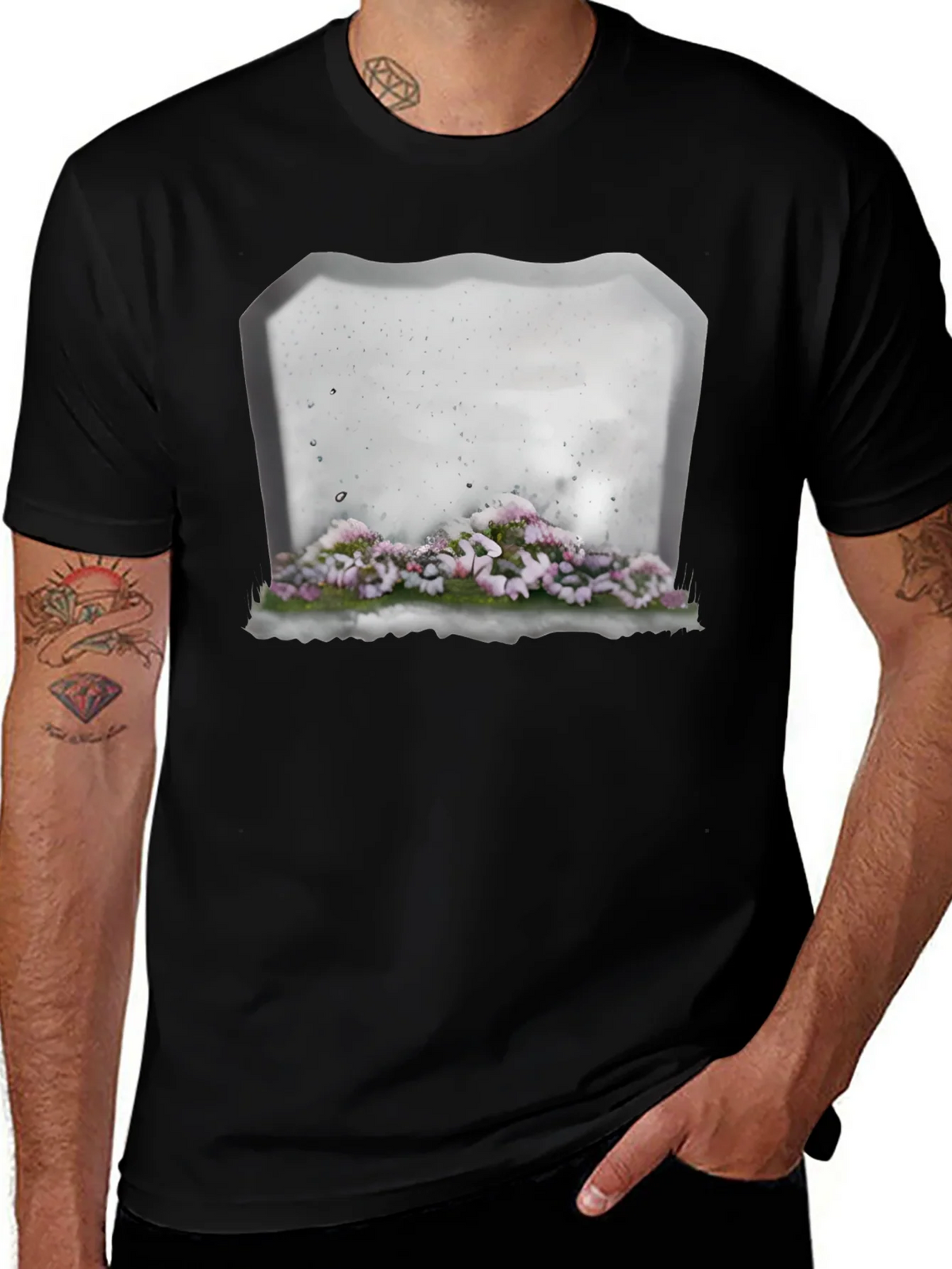 Floral Tombstone T-Shirt - Gothic Style product image 1