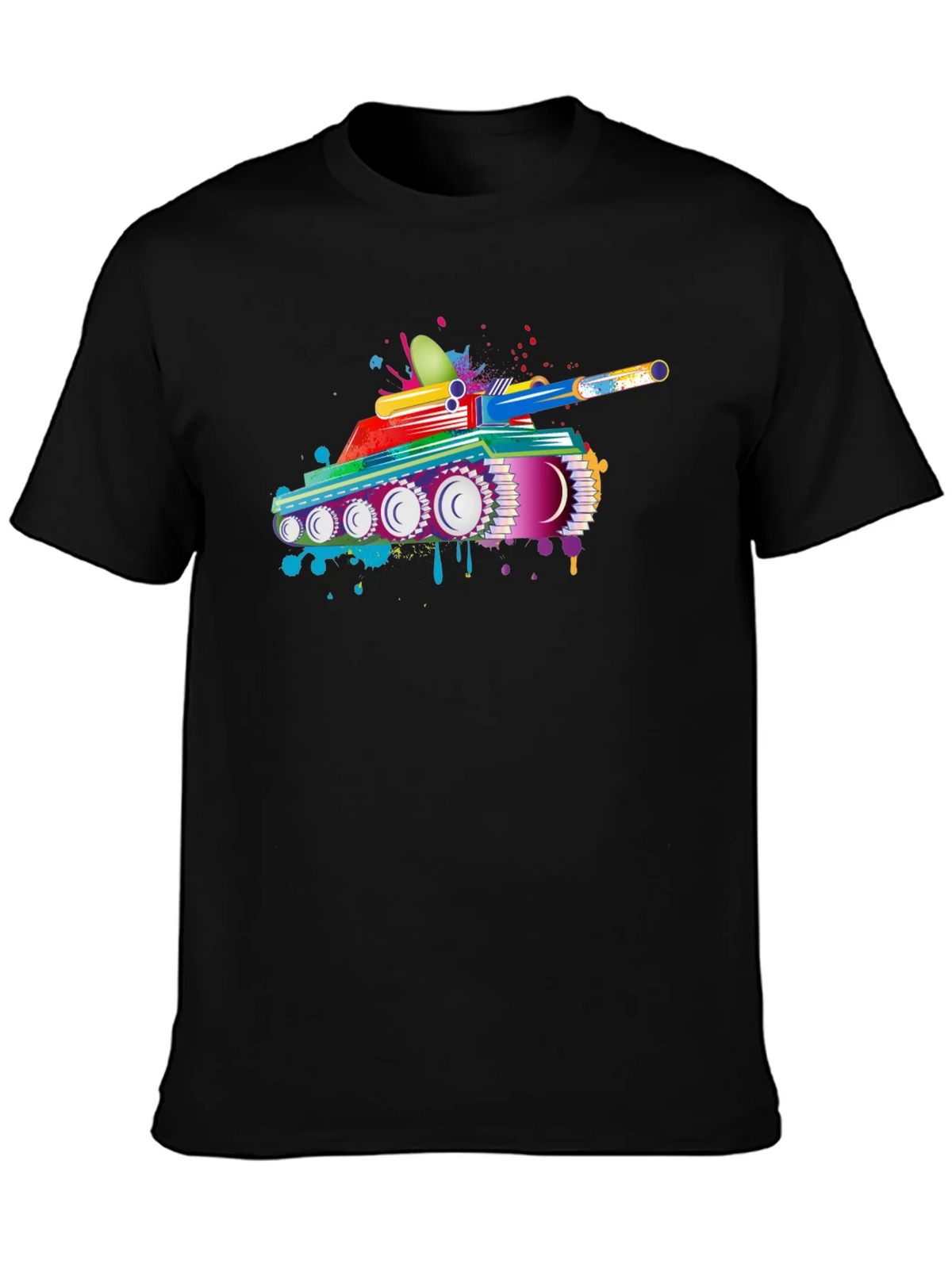 Colorful Tank Graphic Black T-Shirt product image 3