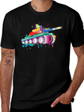 Colorful Tank Graphic Black T-Shirt product image 1