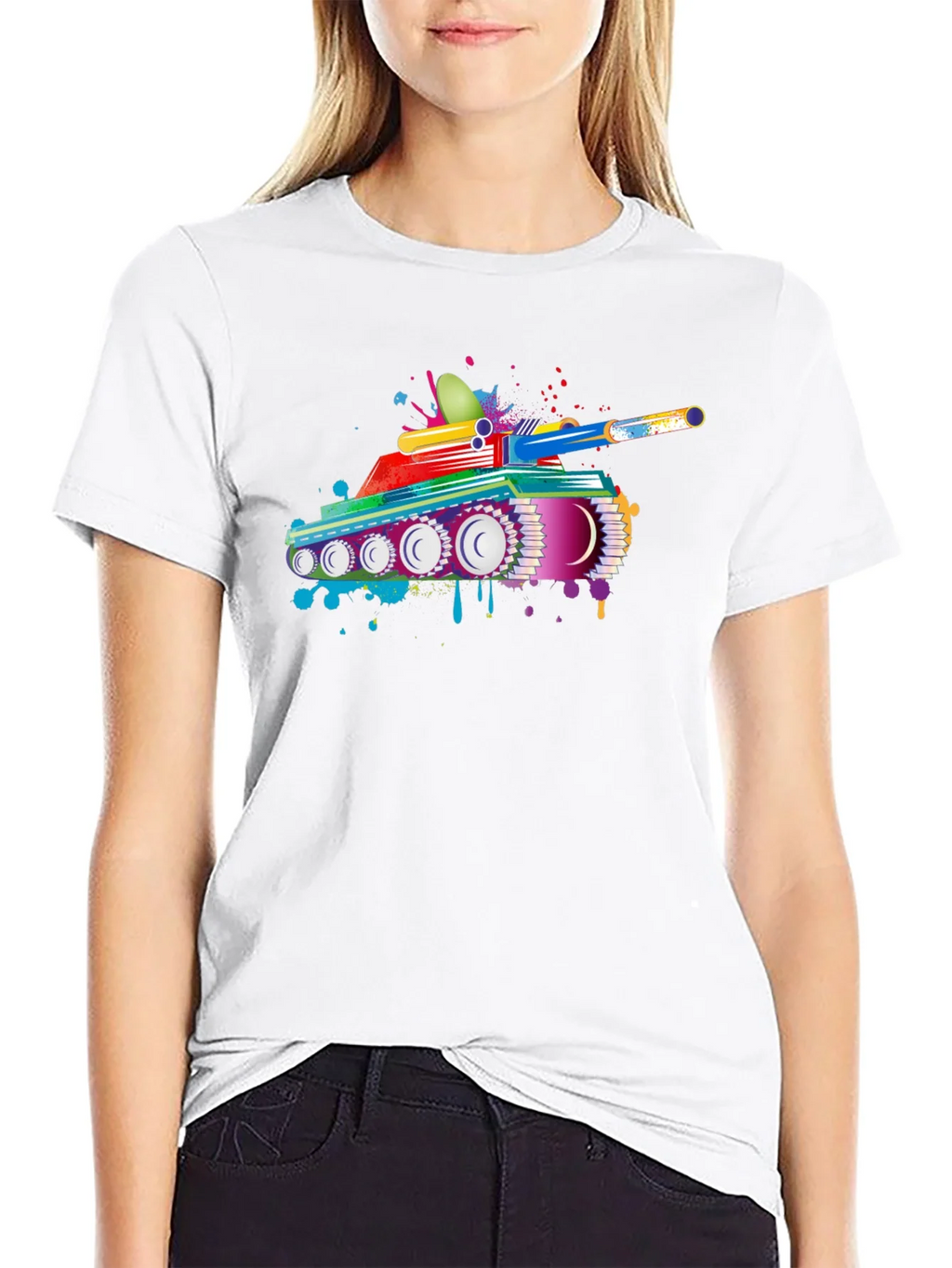 Colorful Tank Graphic Black T-Shirt product image 8
