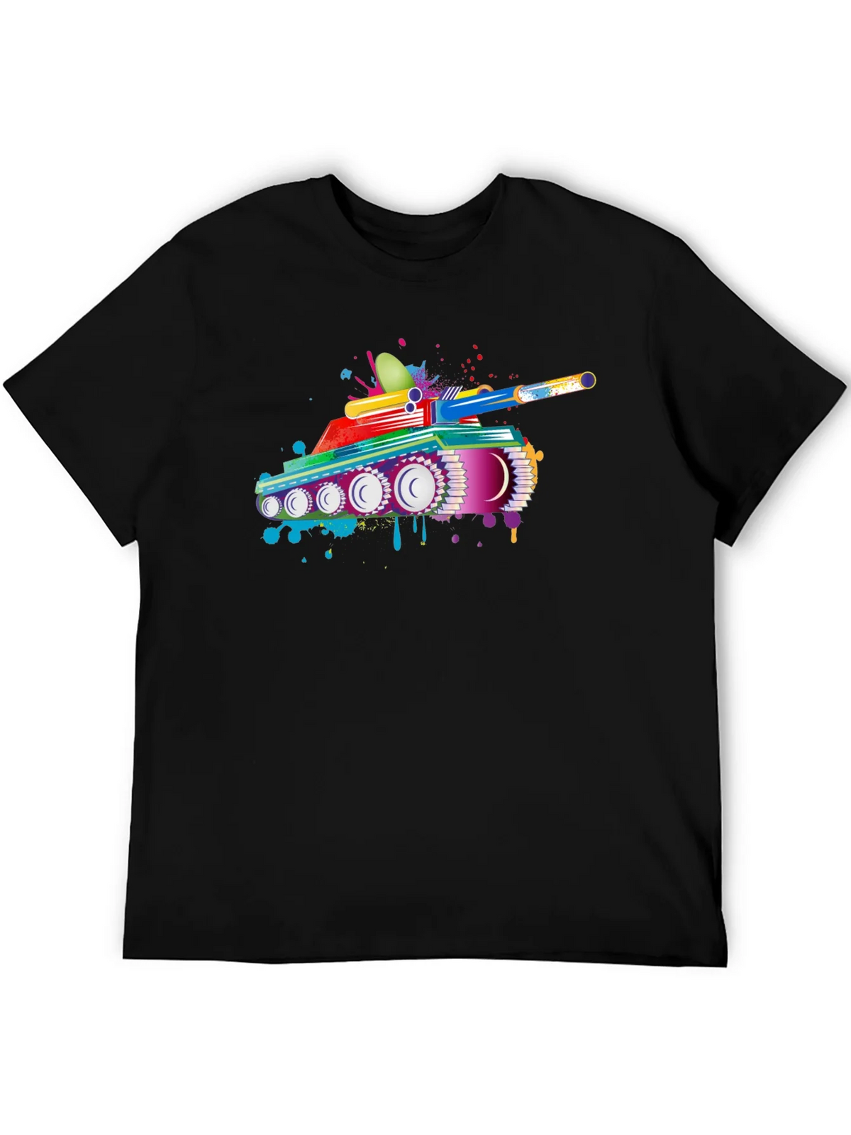 Colorful Tank Graphic Black T-Shirt product image 5