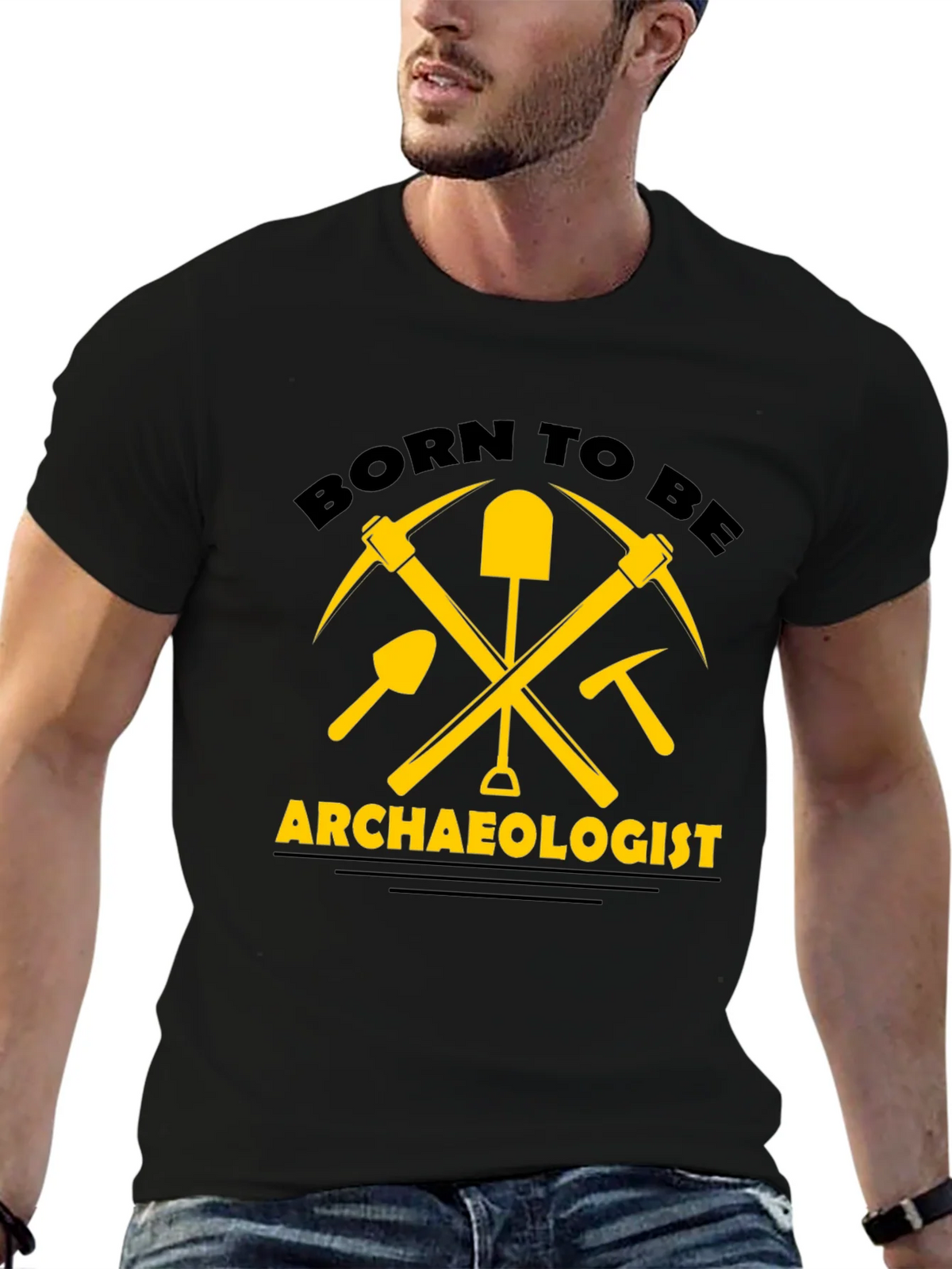 Born to be Archaeologist T-Shirt - Black Cotton product image 6