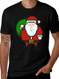 Pixel Santa T-Shirt - Retro Holiday Style product image 1