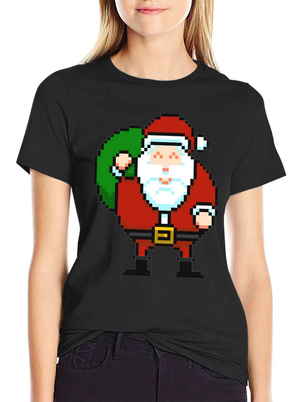 Pixel Santa T-Shirt - Retro Holiday Style product image 2