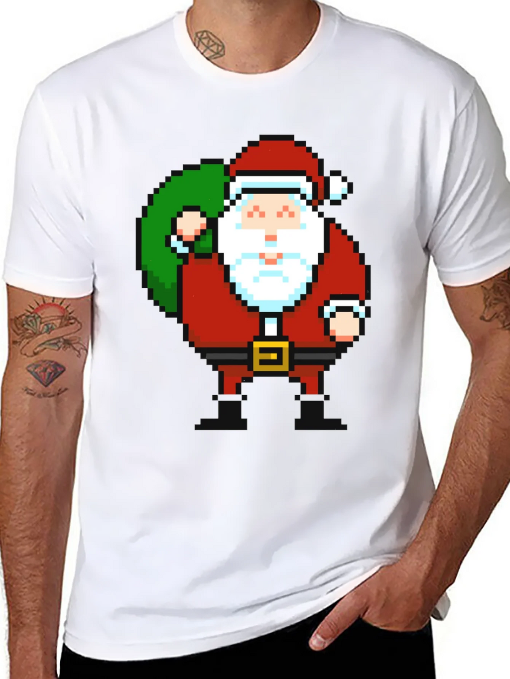 Pixel Santa T-Shirt - Retro Holiday Style product image 7