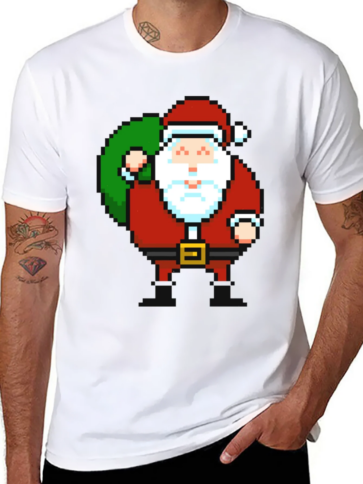 Pixel Santa T-Shirt - Retro Holiday Style product image 7