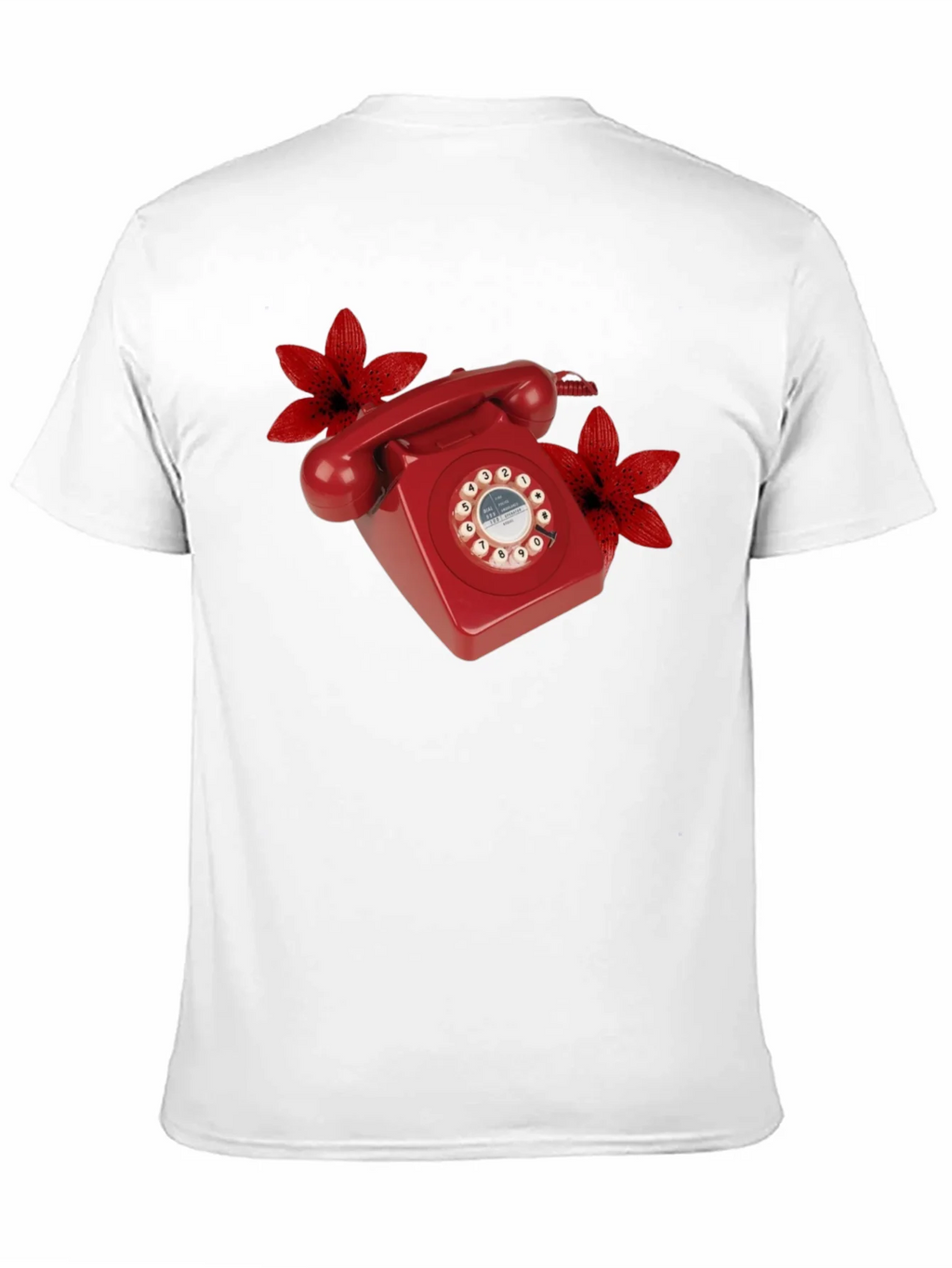 Retro Red Rotary Phone Floral T-Shirt product image 10
