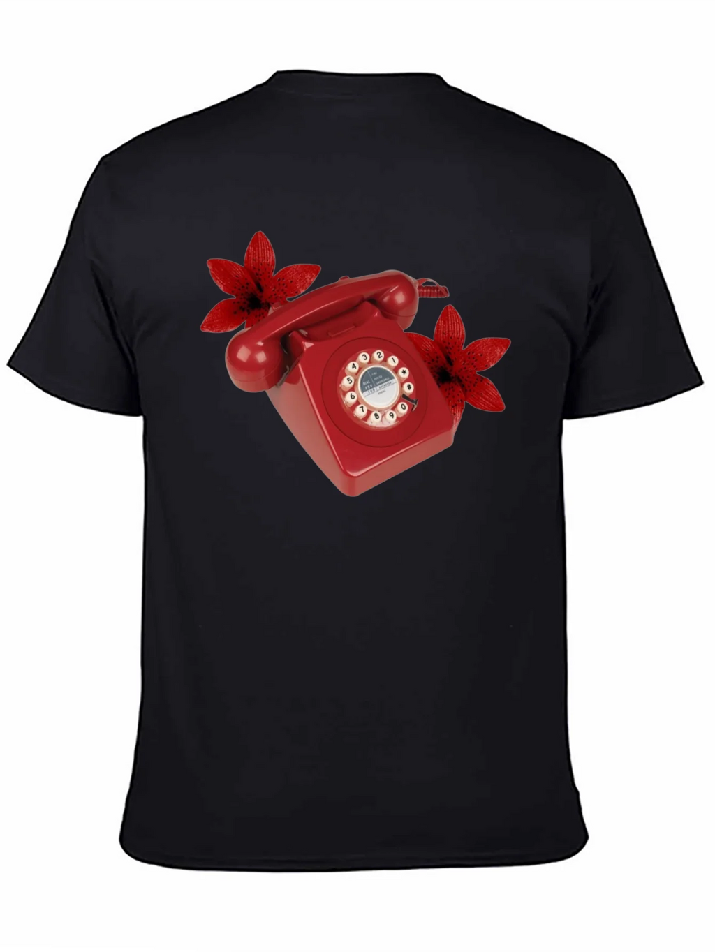 Retro Red Rotary Phone Floral T-Shirt product image 4