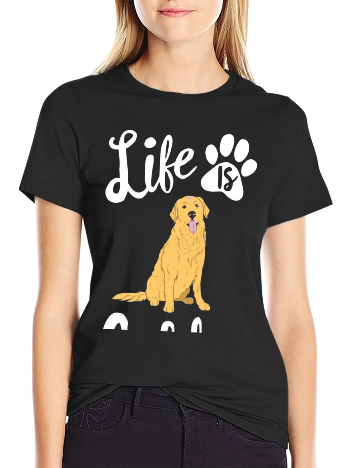 Life is Golden Retriever Paw Print T-Shirt product image 2