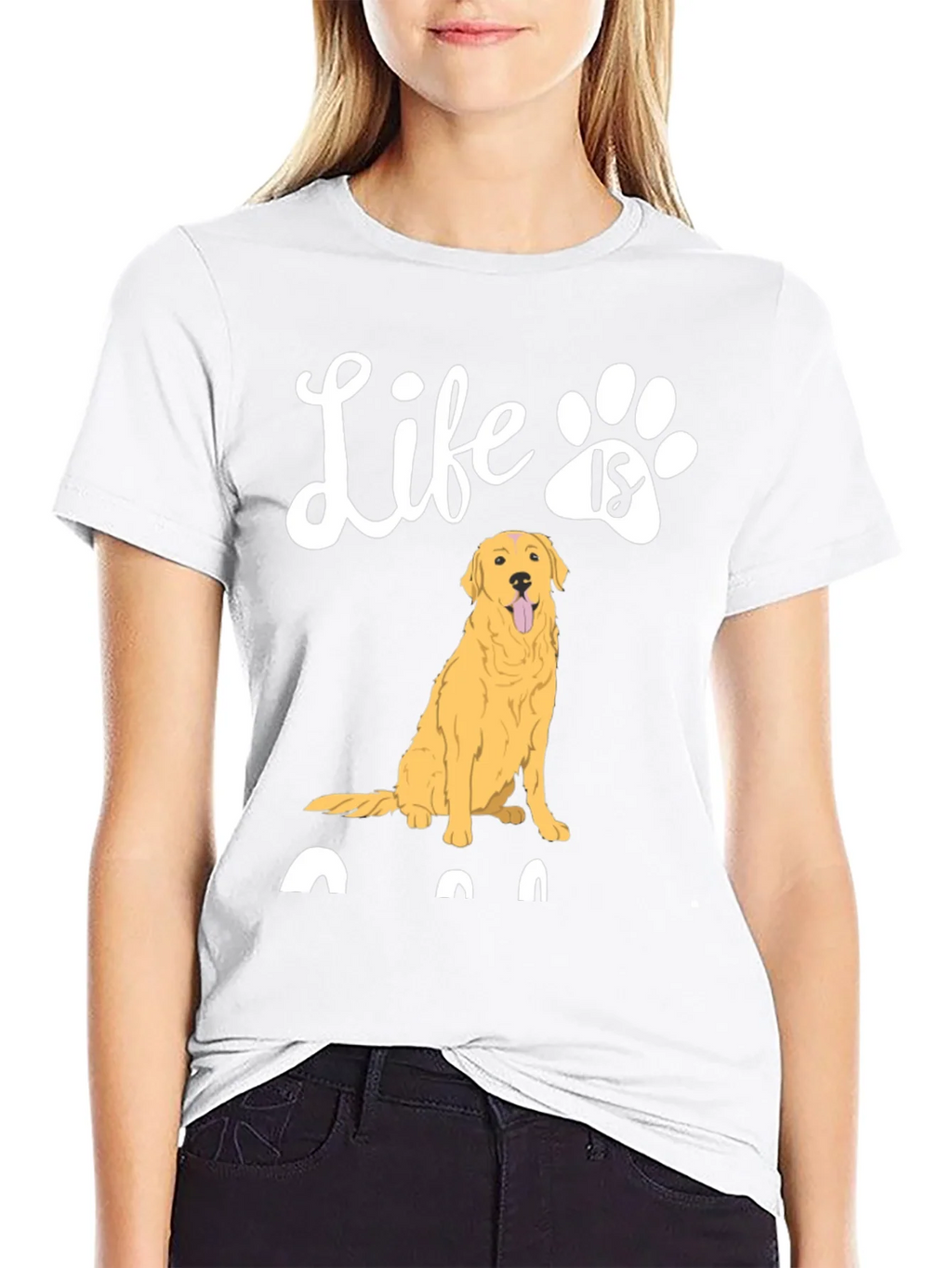 Life is Golden Retriever Paw Print T-Shirt product image 8