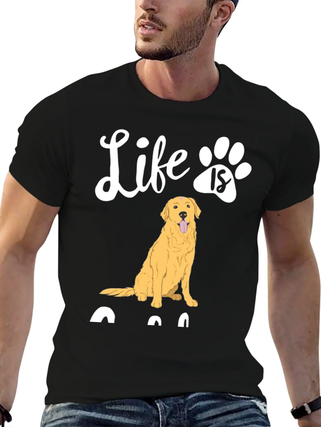 Life is Golden Retriever Paw Print T-Shirt product image 6