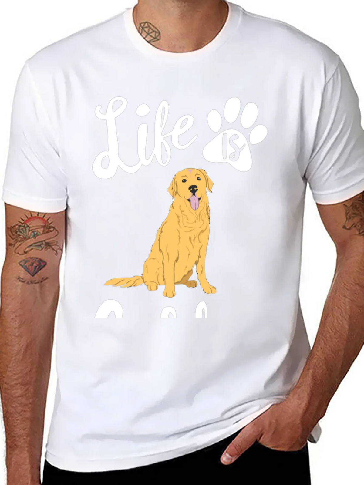 Life is Golden Retriever Paw Print T-Shirt product image 7