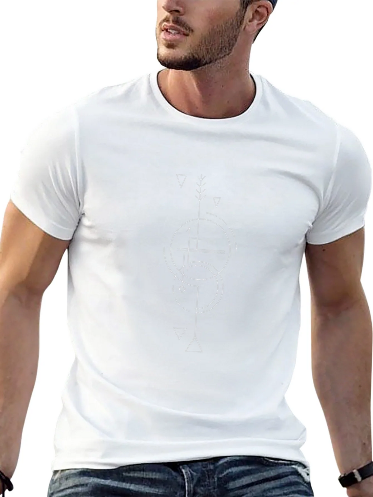 Geometric Graphic Tee - Black Cotton Casual Shirt product image 12
