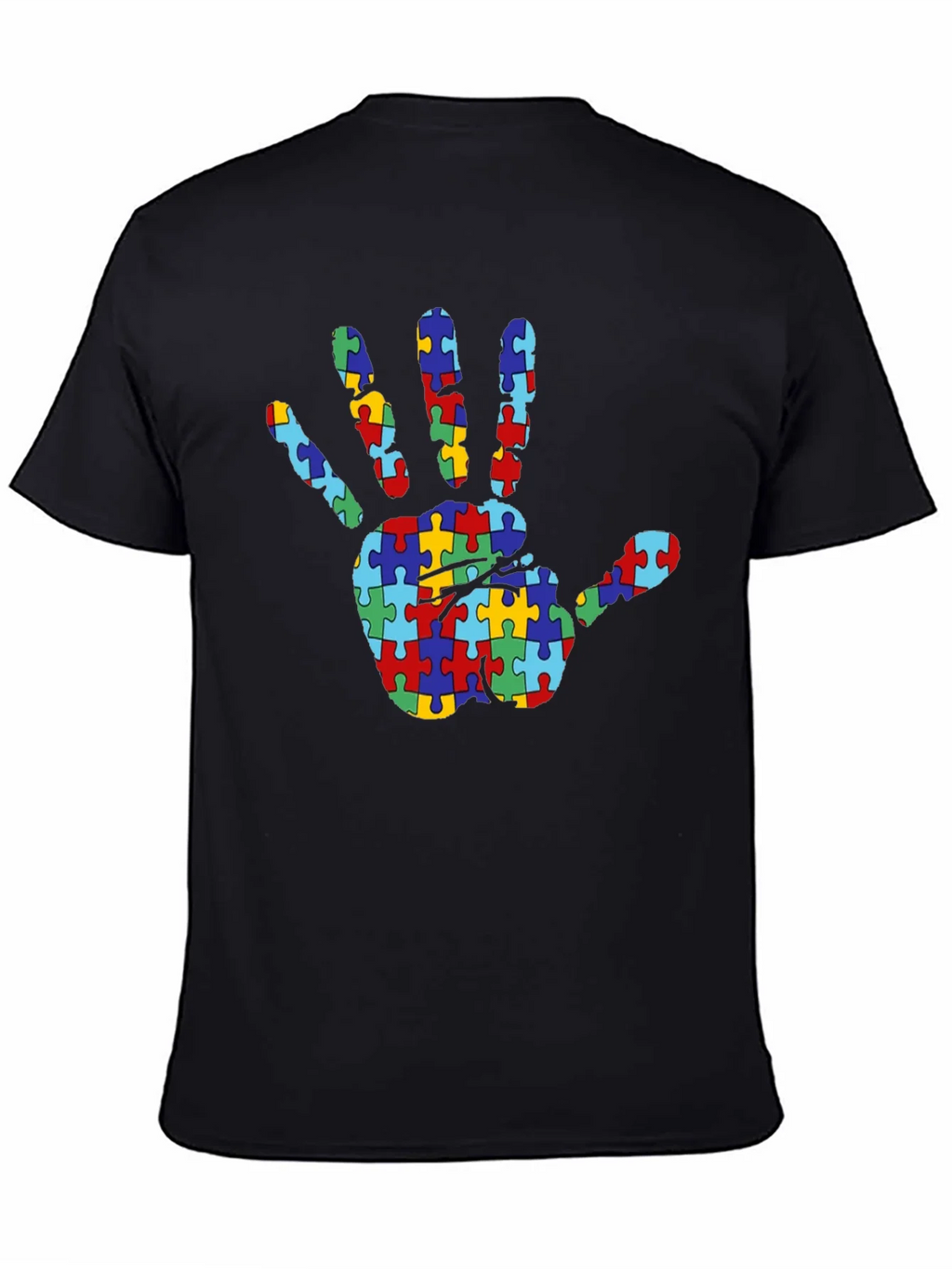 Autism Awareness Puzzle Hand T-Shirt - Black product image 4