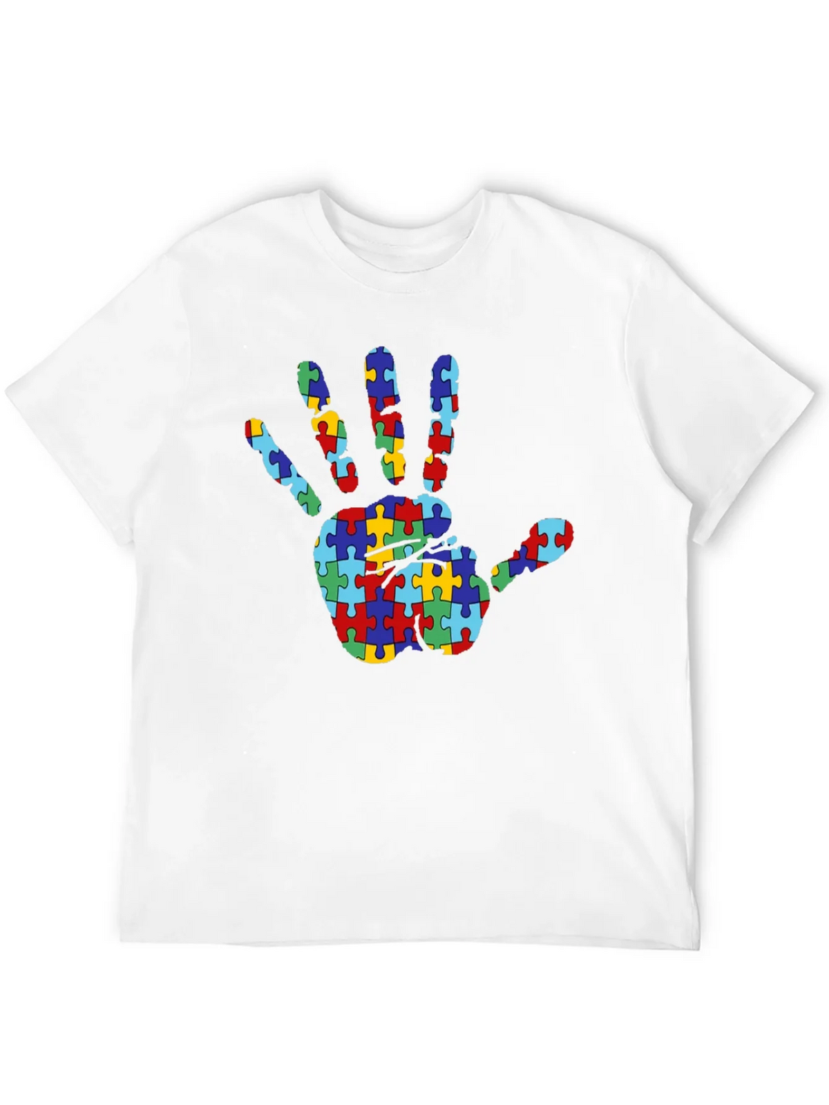Autism Awareness Puzzle Hand T-Shirt - Black product image 11