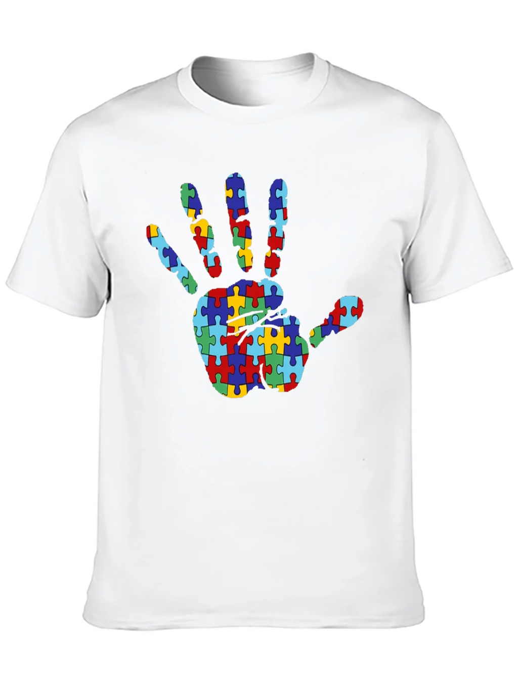 Autism Awareness Puzzle Hand T-Shirt - Black product image 9