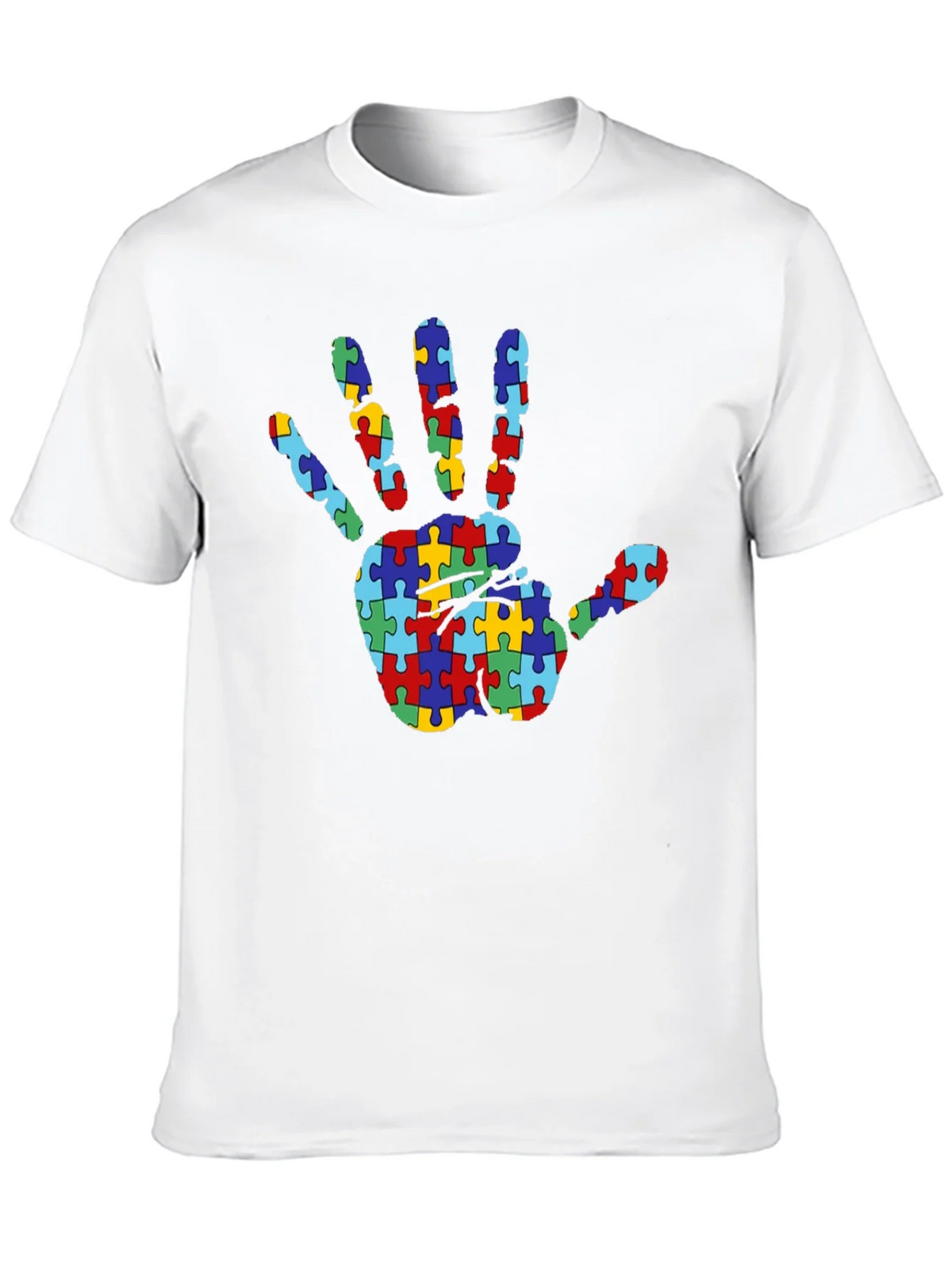 Autism Awareness Puzzle Hand T-Shirt - Black product image 9