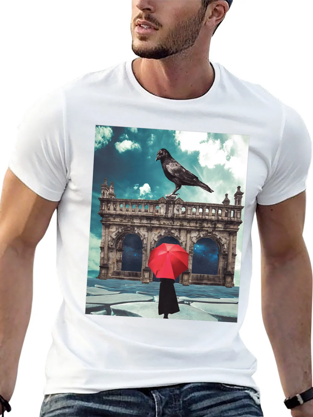 Raven Red Umbrella Black T-Shirt product image 12