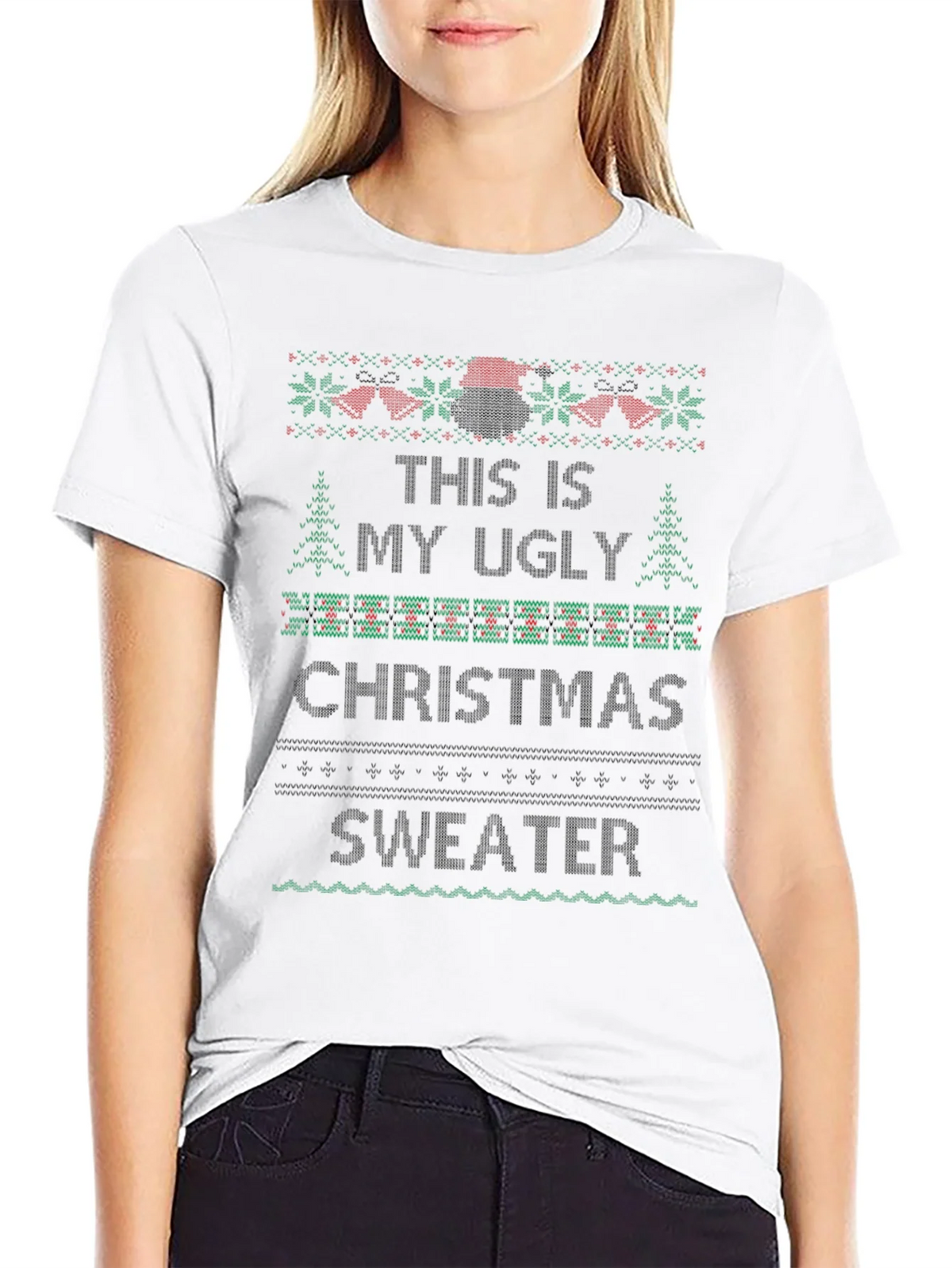 Ugly Christmas Sweater Graphic Tee Black product image 8