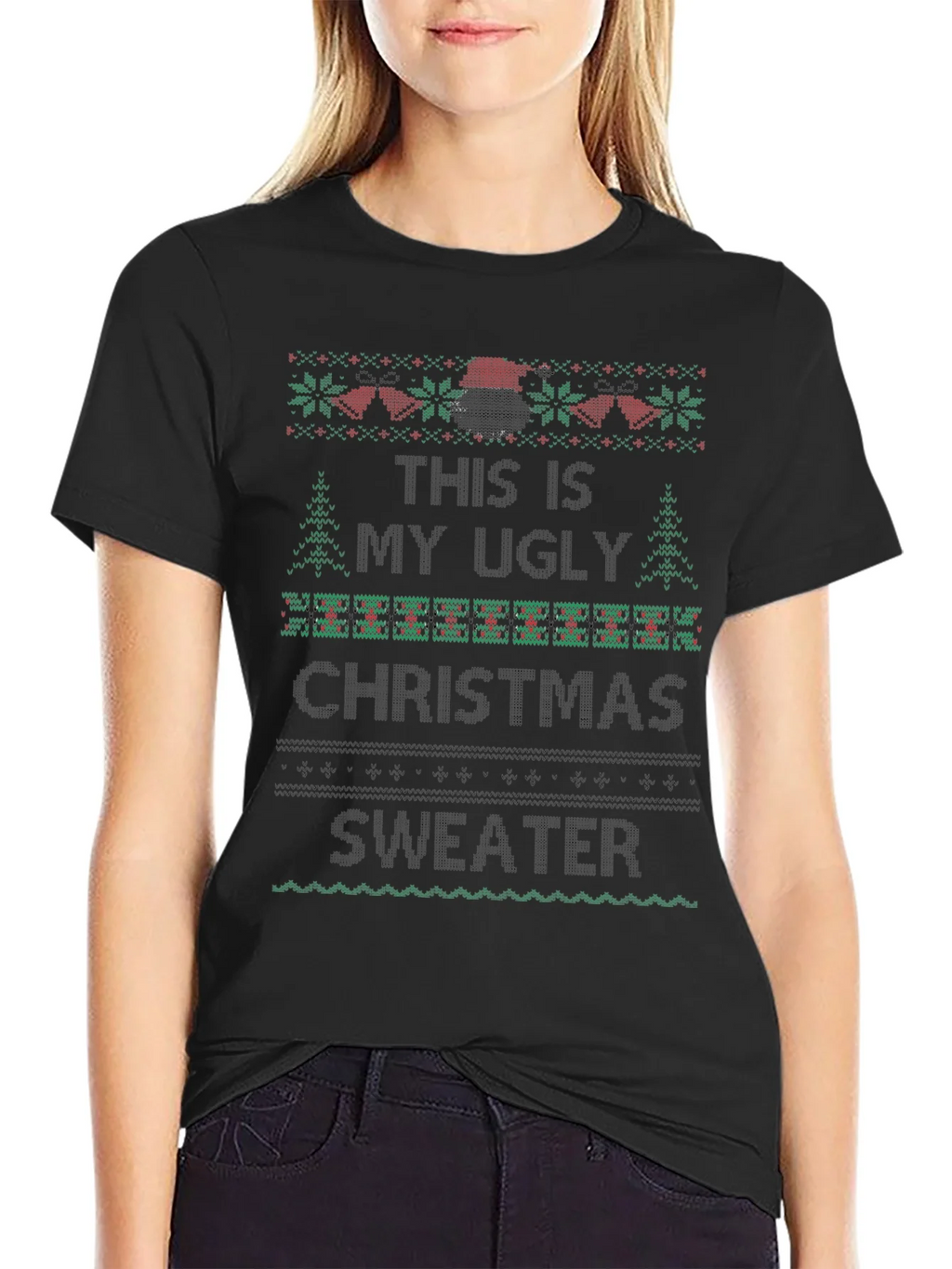 Ugly Christmas Sweater Graphic Tee Black product image 2