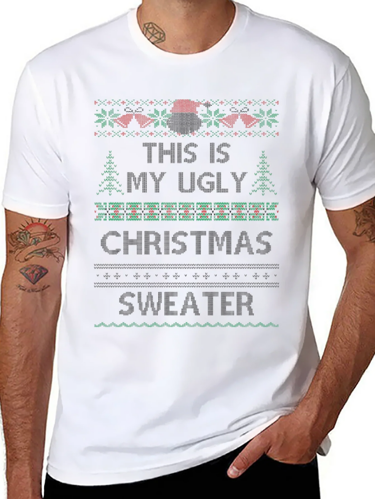 Ugly Christmas Sweater Graphic Tee Black product image 7