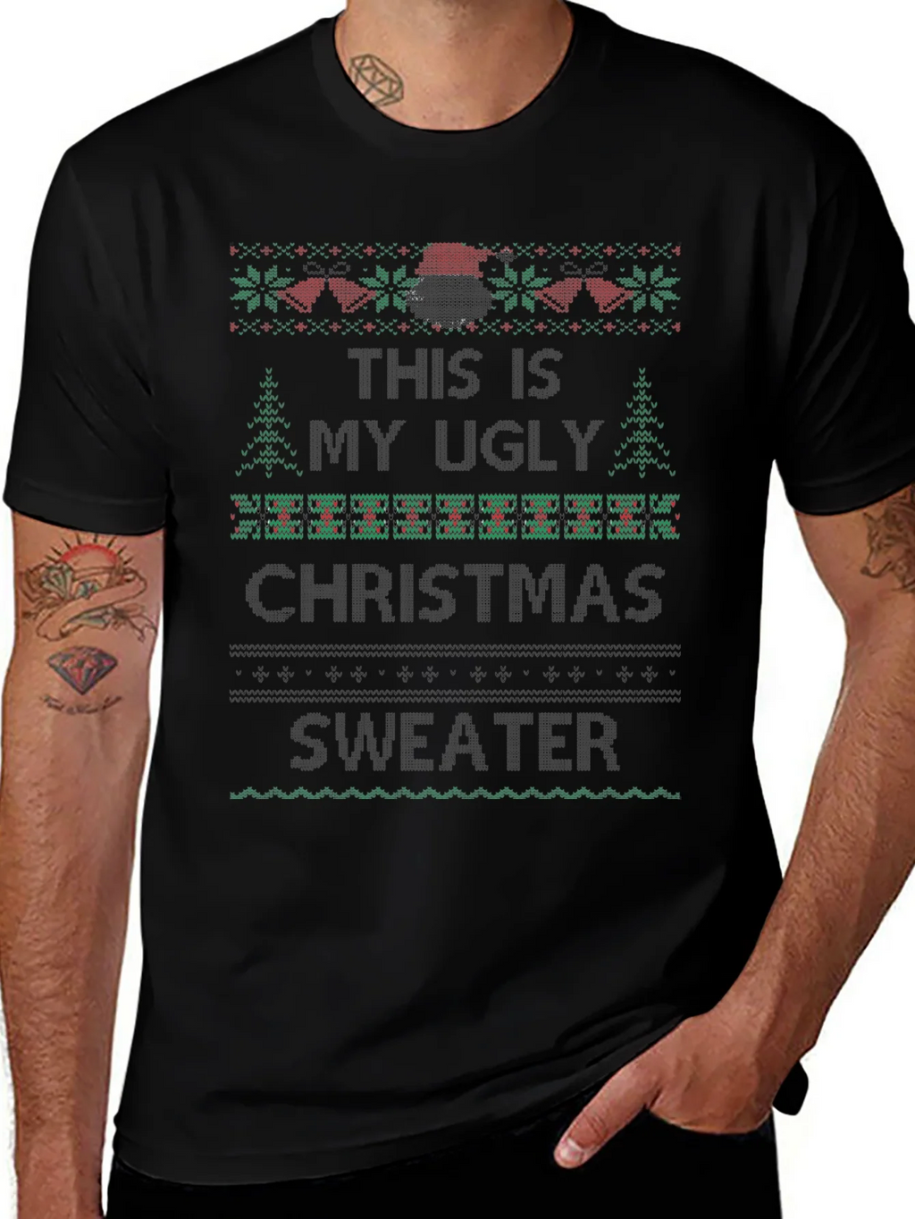 Ugly Christmas Sweater Graphic Tee Black product image 1
